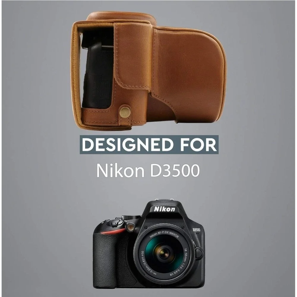 Mega Gear MG1536 Ever Ready Leather Camera Case CompatibleWith Nikon D3500-Brown